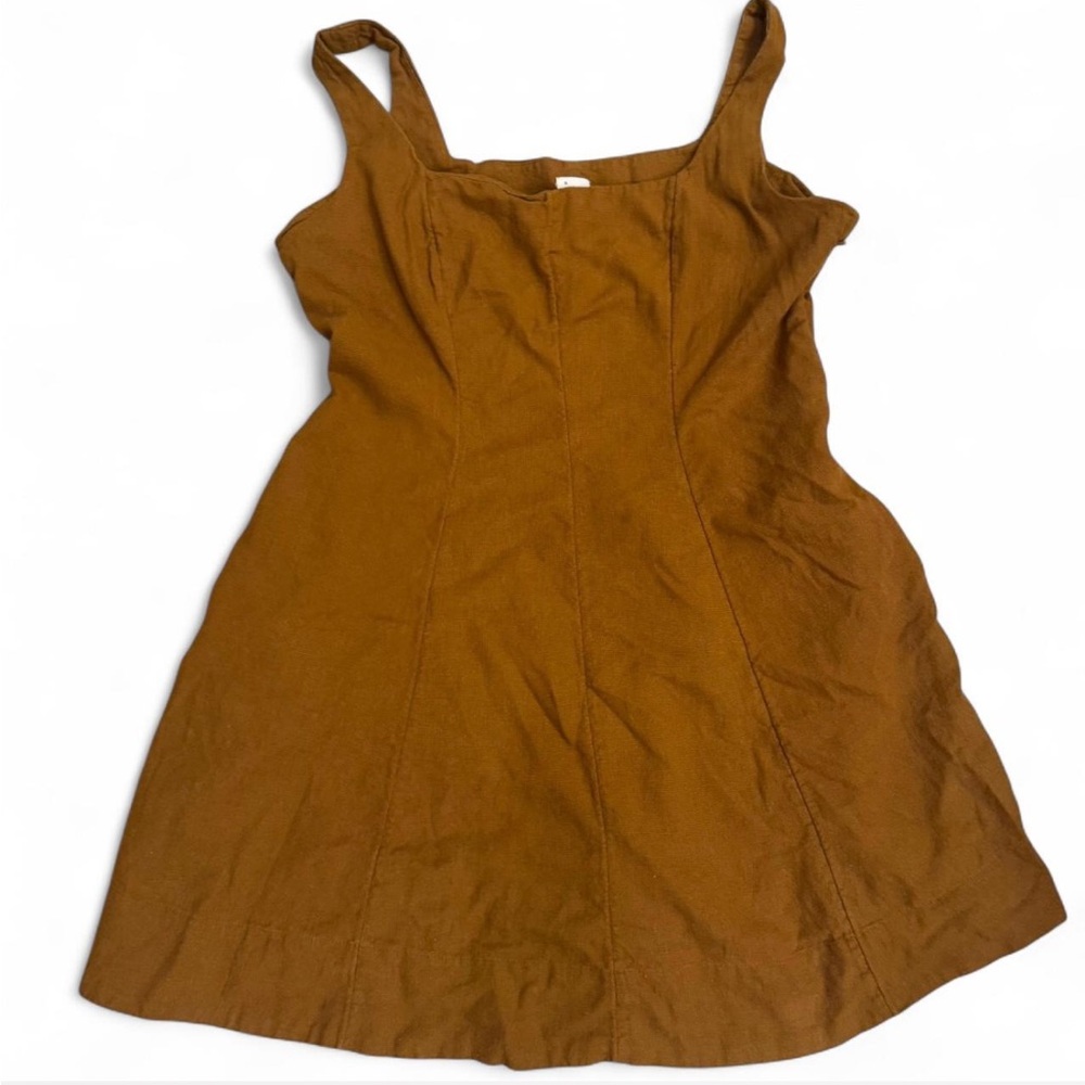 Linen Copper Brown Short Dress